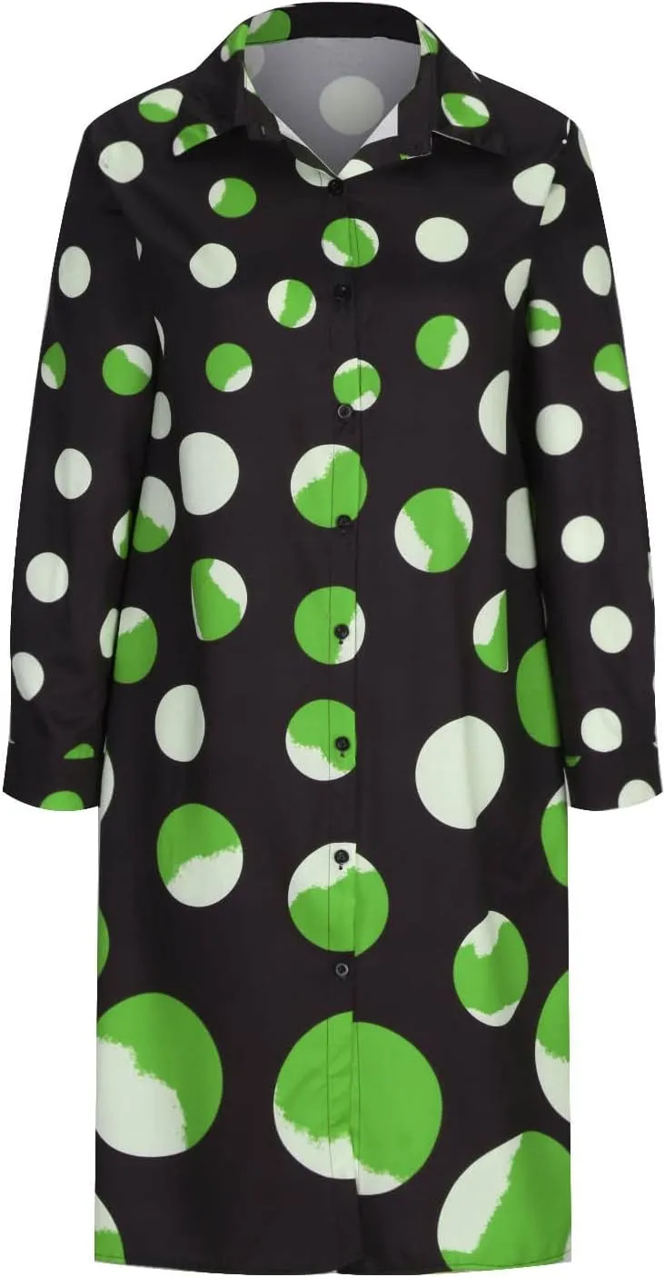 Ceboyel Womens Polka Dots Midi Dress Knee Length Half Sleeve Dresses Casual Loose Shirt Dress Dressy Trendy Summer Outfits