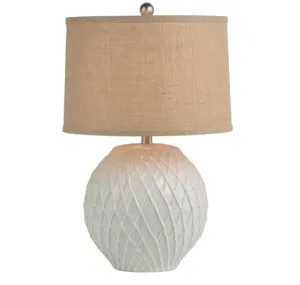Ceramic Table Lamp With Burlap Shade 35x38x56cm