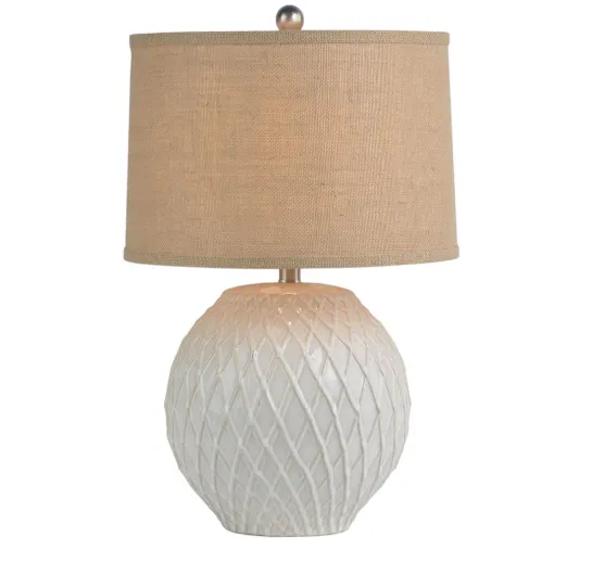 Ceramic Table Lamp With Burlap Shade 35x38x56cm