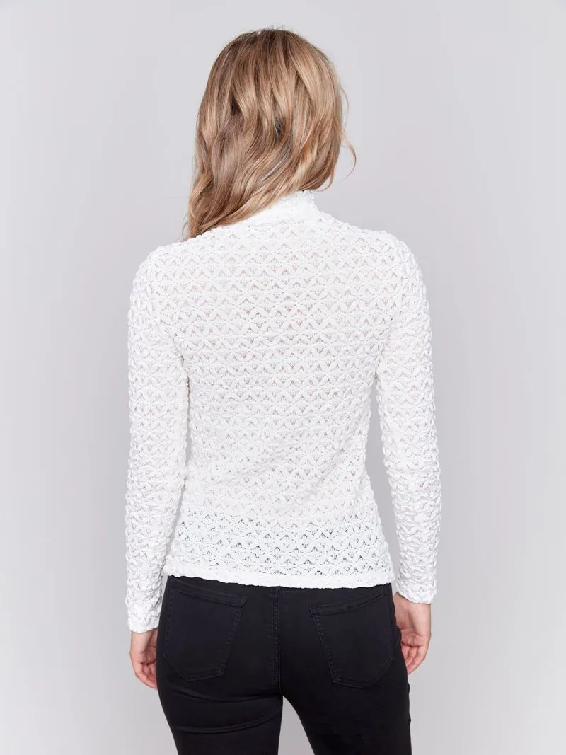 Charlie B LS Mock Neck Textured Top