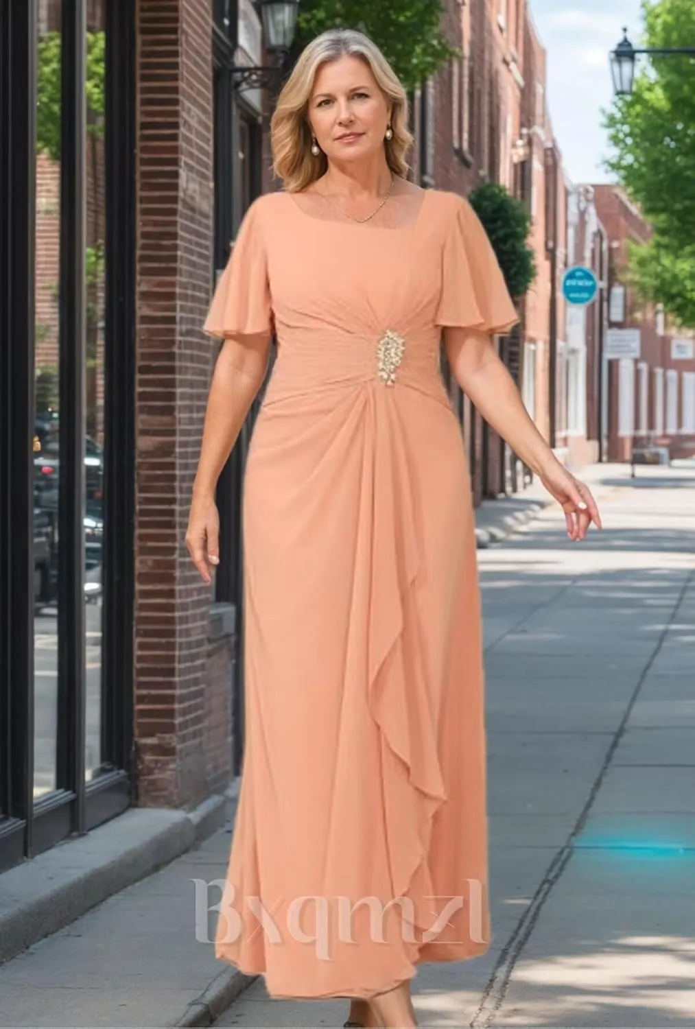 Chiffon Mother of The Bride Dresses for Women 2025 Ruffled Formal Evening Gowns with Pockets