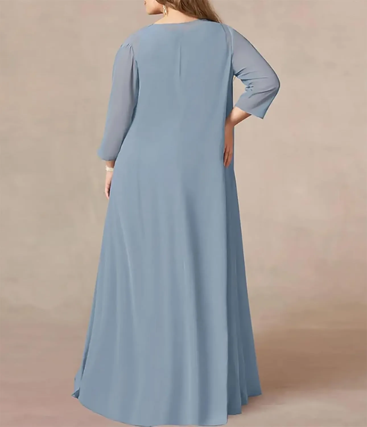 Chiffon Mother of The Bride Dresses with Jacket 2 Piece Wedding Party Dress Long Formal Gowns DN96