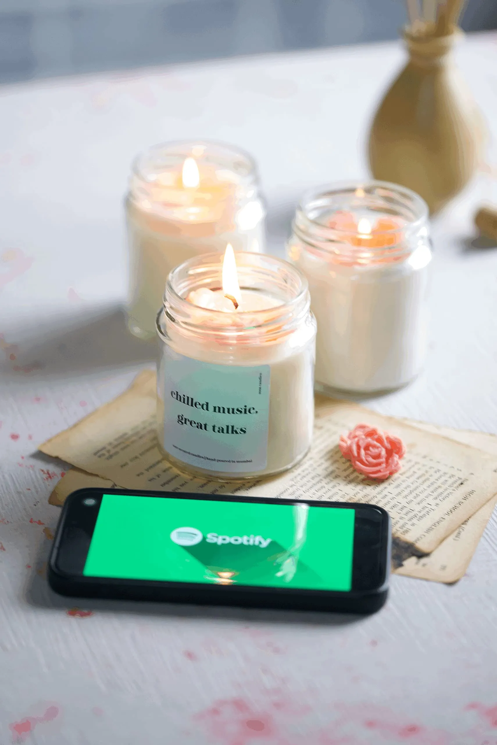 Chilled Music, Great Talks | Scented Candles Gift Set | Scented Candles for Home Decor | Lifestyle Candles | Scented Candles for Living Room | Scented Candles for Bedroom Decoration Items - x1, 40hrs