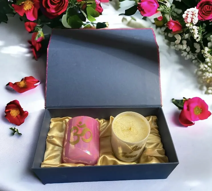 Ck Homez Magnetic Gift Box of 2 Big Holographic Candles for Home Decorations OM Candles for Gifting (Pink)