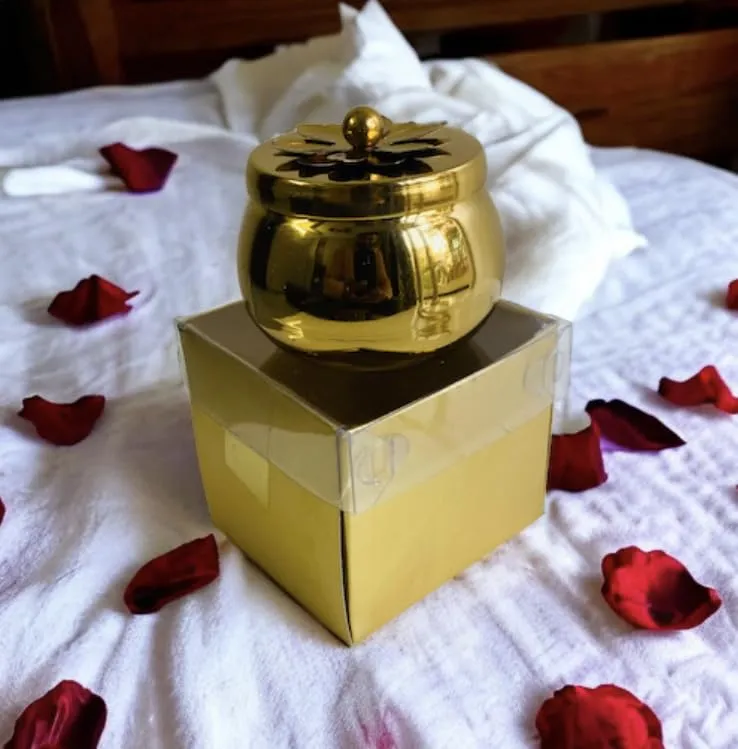 Ck Homez Metal Jar with Flower for Home Decorations Cap Aroma Therapy Candles for Gifting