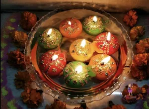Ck Homez Nugget Floating Candles with Henna Design Aroma Therapy Candles for Gifting (Pack of 10, Multicolor)