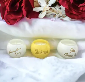 Ck Homez Oval Shape Candles for Home Decoration Aroma Therapy Blessing Always Guruji Candles for Gifting (Pack of 4, Yellow)