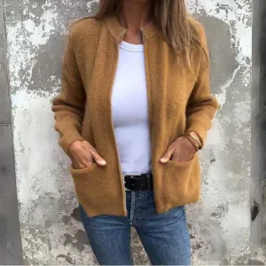 Clara™ – Cotton Knit Zip-Up Cardigan