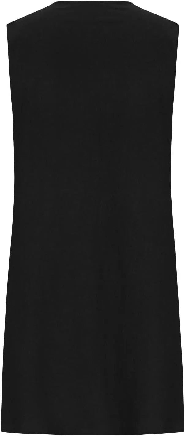 Cotton Linen Sundresses for Women Plus Size Sleeveless Crewneck Pleated Shift Tank Dress Casual Summer Beach Dresses