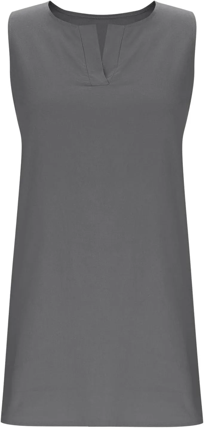 Cotton Linen Tank Dress for Women Sleeveless V Neck Beach Tshirt Sundress 2025 Summer Solid Lightweight Mini Dresses