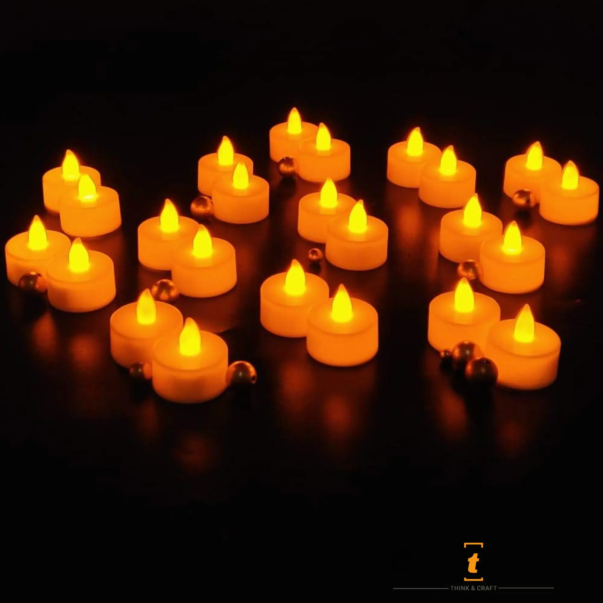 CRAFTINKY LED Tea Light Flameless & Smokeless Battery Operated Melting Candle Perfect for Home Decoration Set Gifts|Room|Birthday|Christmas|Diwali|Navratri|White|Yellow Light (Set of 24)