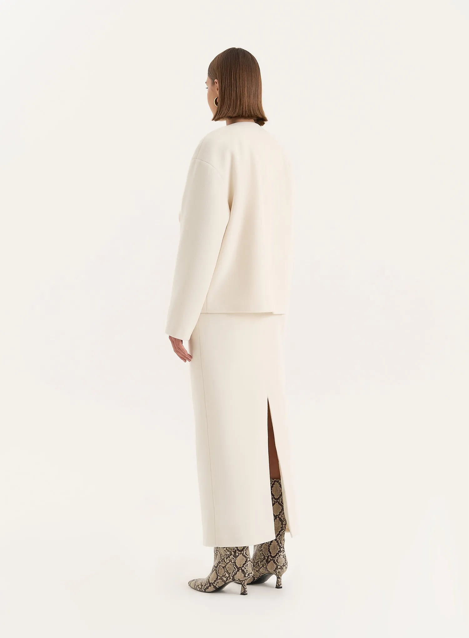 Cream Oversized Lapel Jacket- Shelly