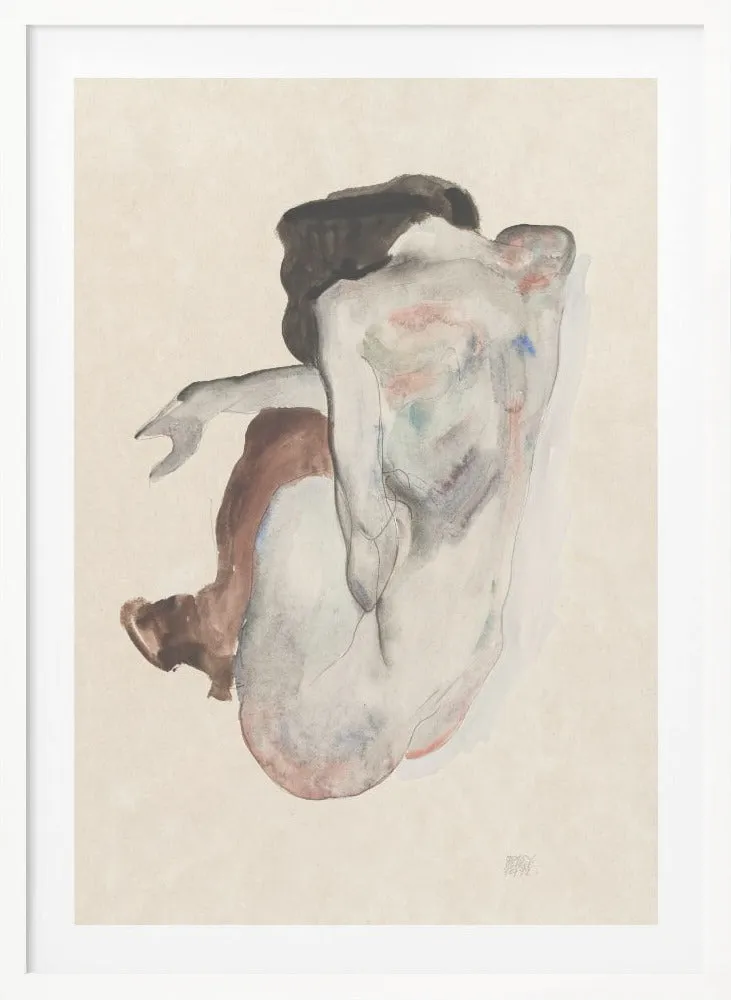 Crouching Nude In Shoes and Black Stockings 1912 Framed Art Wall Decor