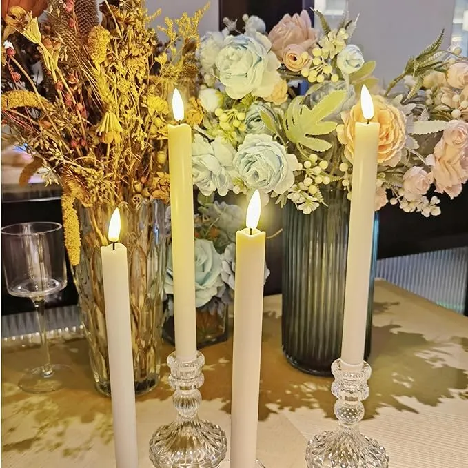 darkline LED Candles Taper Candles 3D Flameless Candles Battery Operated Candle Lights LED Long Candles for Table Christmas Birthday Party Wedding Home Church Decoration with Remote-6 Pics