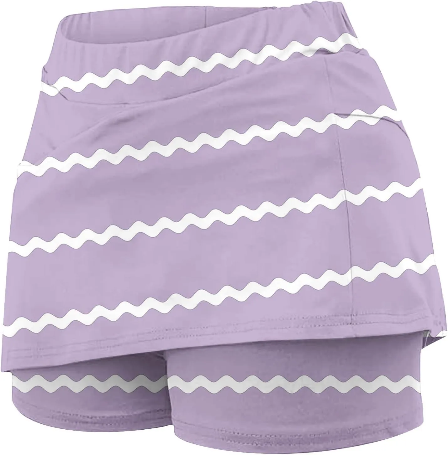 DDAPJ pyju Striped Skorts for Women Dressy Casual Skirt Athletic Inner Shorts Running Tennis Golf Workout Sports Outfits