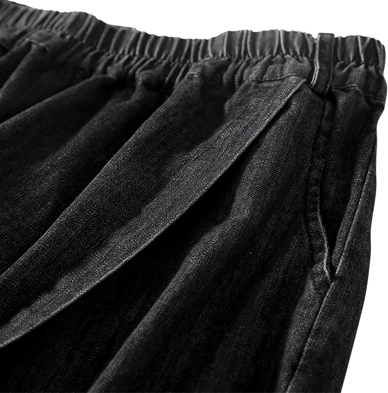 DDAPJ pyju Women's Denim Skort Wrap Hem Jean Mini Skirt Summer Casual Elastic High Waisted Shorts with Pockets Streetwear