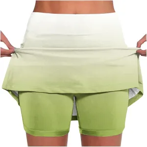 DDAPJ pyju Women's Plus Size Tennis Skirt Golf Skorts for Woman Trendy Gradient Color High Waisted Workout Skirts with Shorts