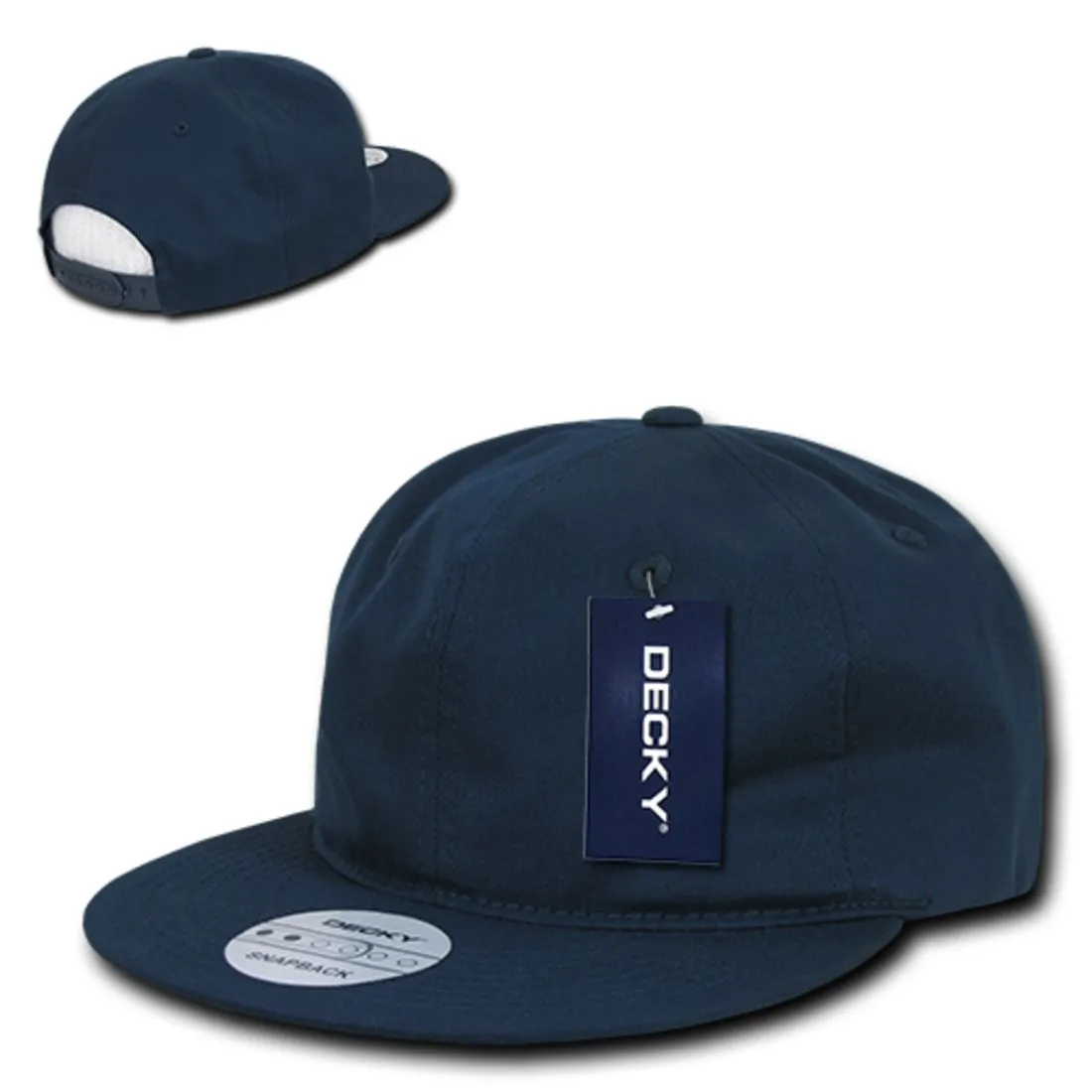 Decky 370 Relaxed Cotton High Profile Snapback Hats 6 Panel Flat Bills Dad Caps