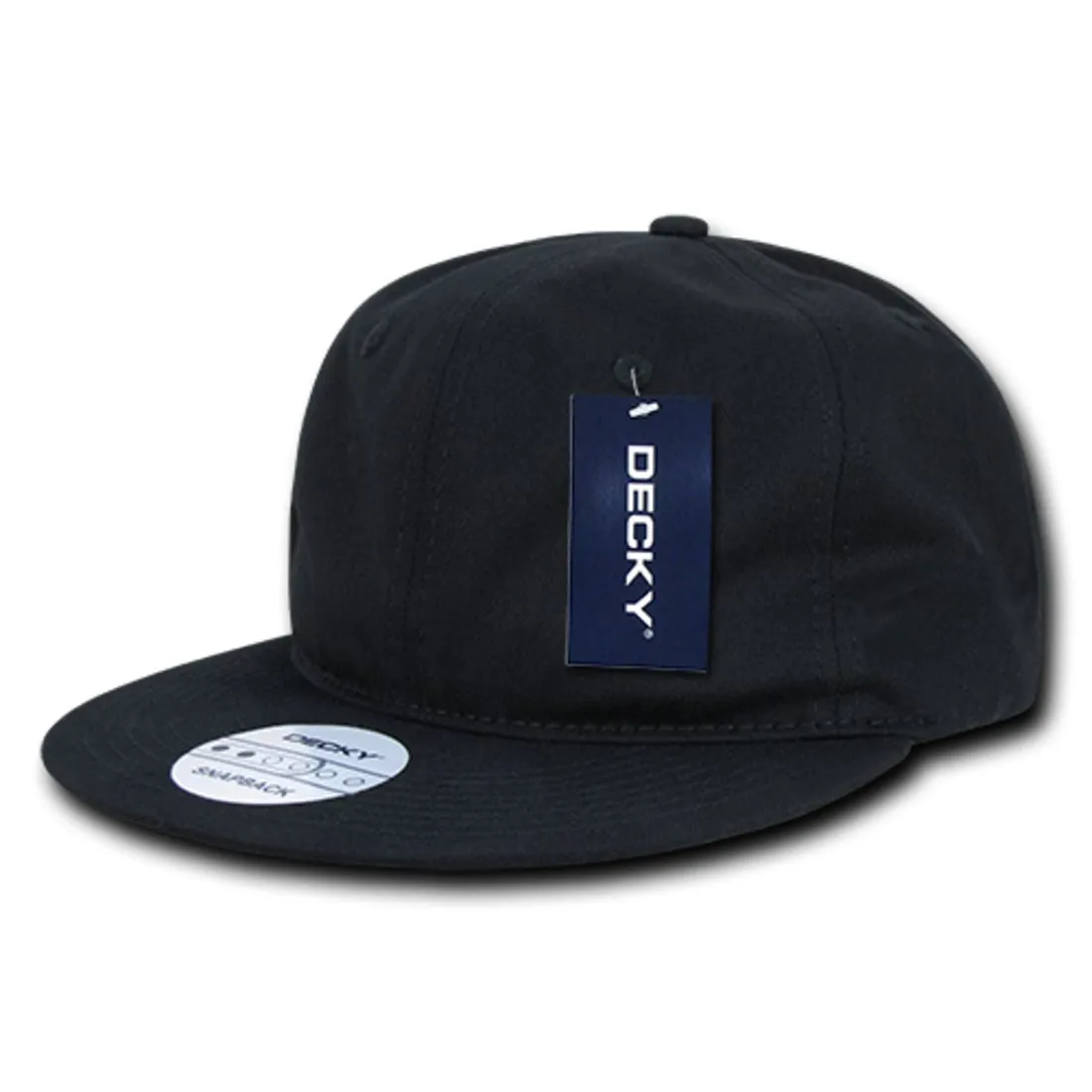 Decky 370 Relaxed Cotton High Profile Snapback Hats 6 Panel Flat Bills Dad Caps
