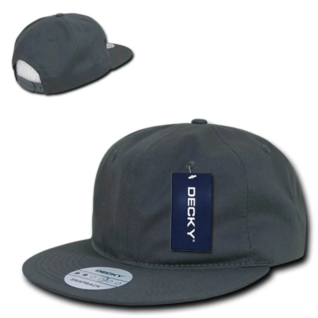 Decky 370 Relaxed Cotton High Profile Snapback Hats 6 Panel Flat Bills Dad Caps