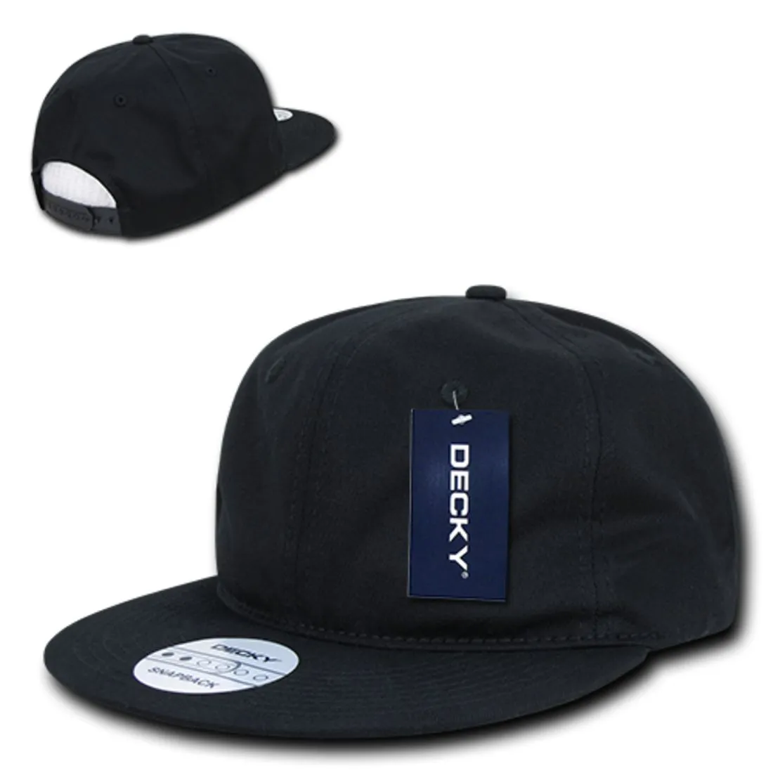 Decky 370 Relaxed Cotton High Profile Snapback Hats 6 Panel Flat Bills Dad Caps