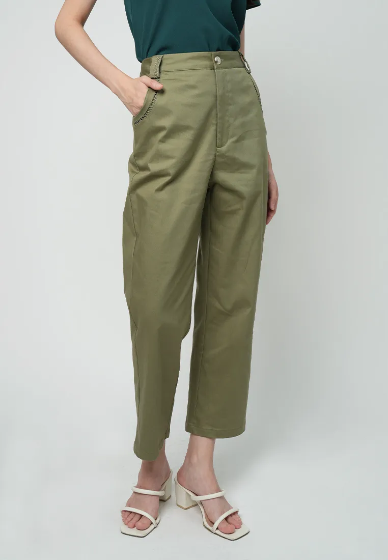 Delia Relaxed Pants with Braided Pocket Detail