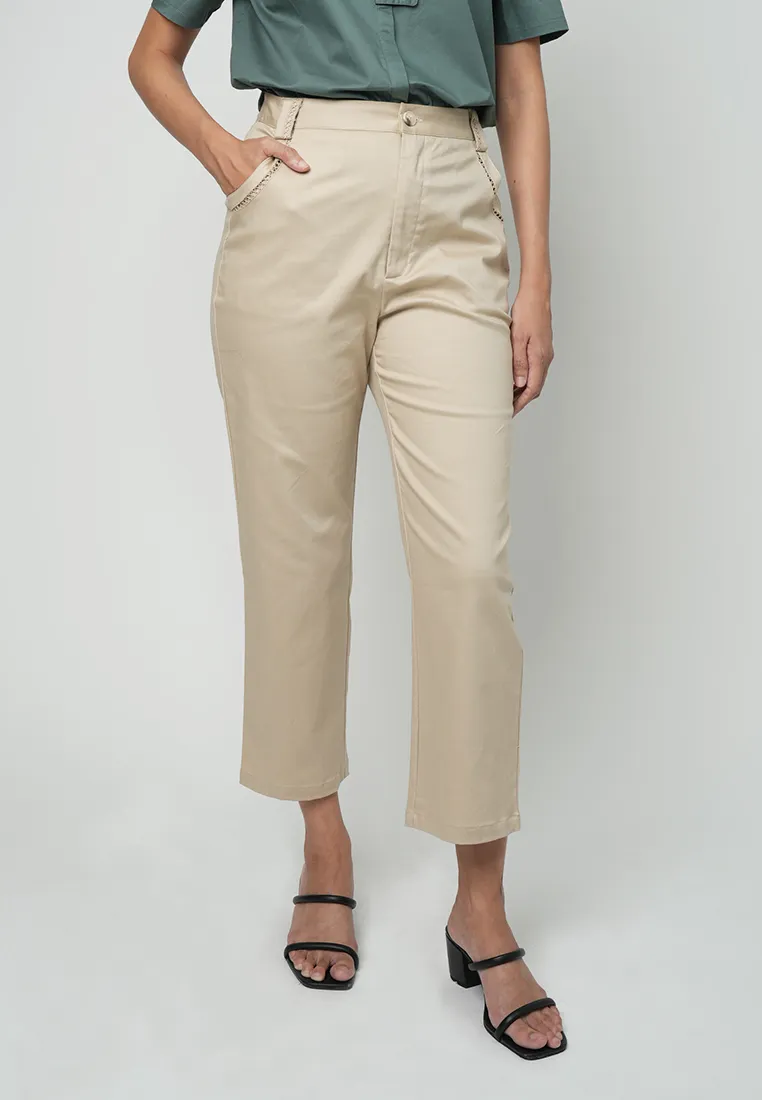 Delia Relaxed Pants with Braided Pocket Detail