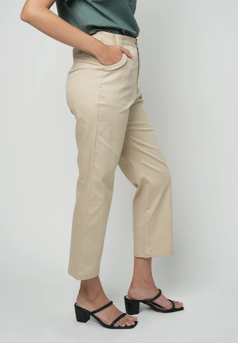 Delia Relaxed Pants with Braided Pocket Detail