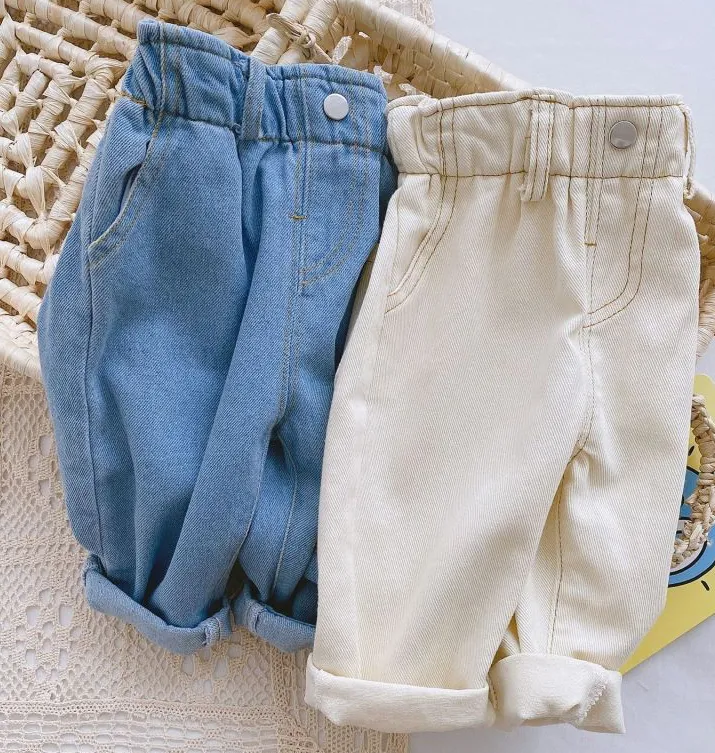 Denim Pants with Stretchy Waistband