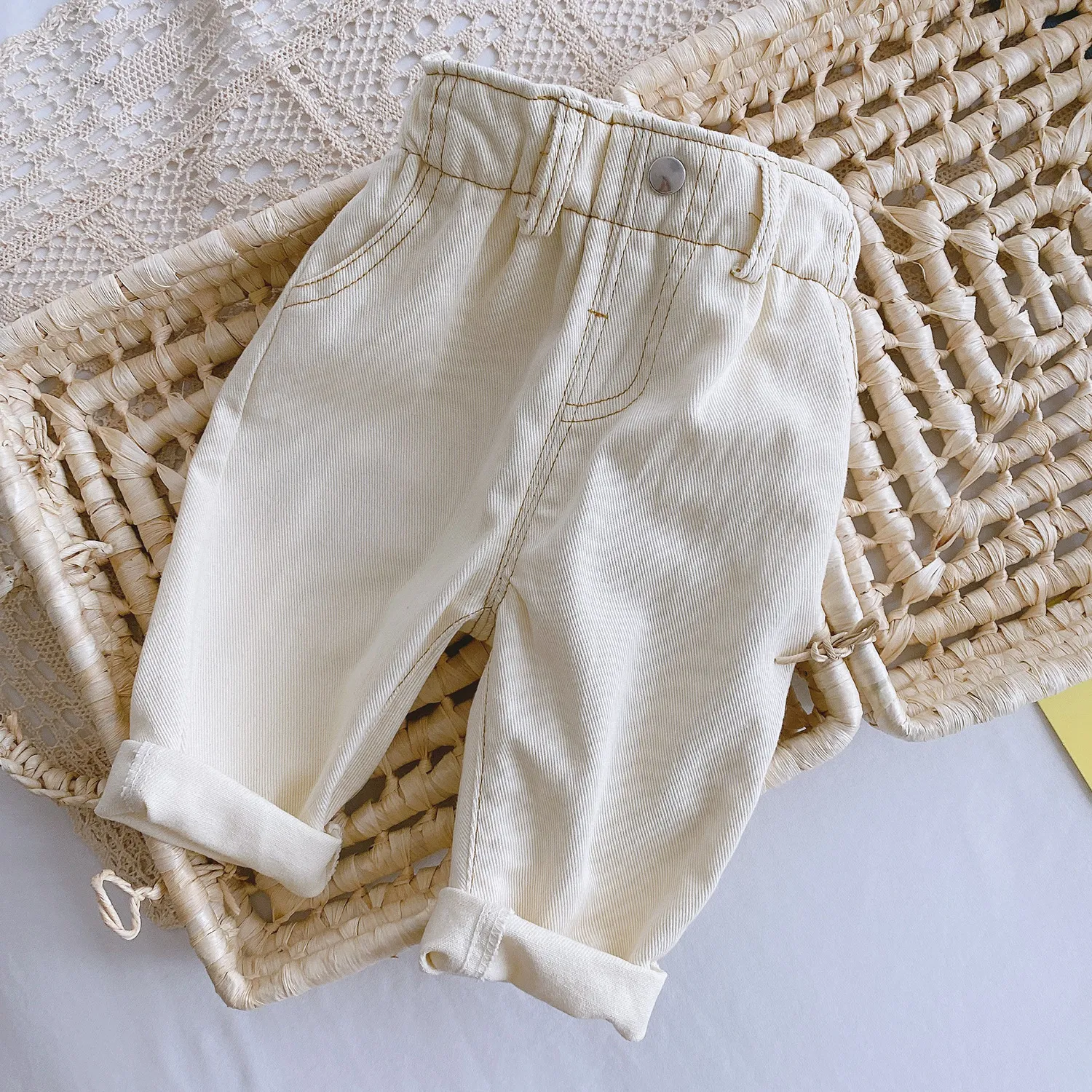Denim Pants with Stretchy Waistband