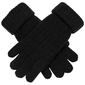 Dents Ribbed Knit Gloves - Black