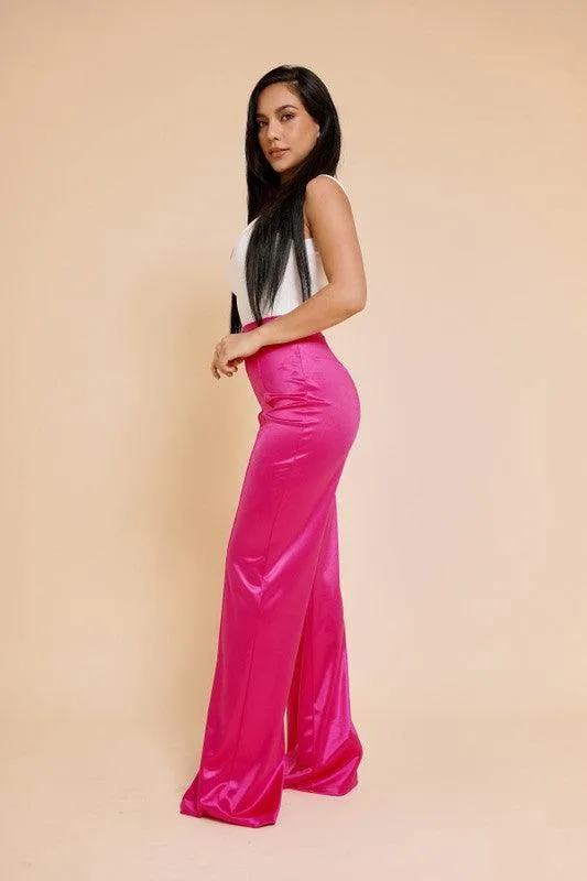 Desiree Satin Stretch High Waisted Pants
