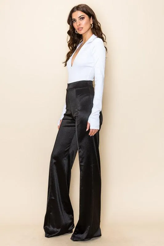 Desiree Satin Stretch High Waisted Pants