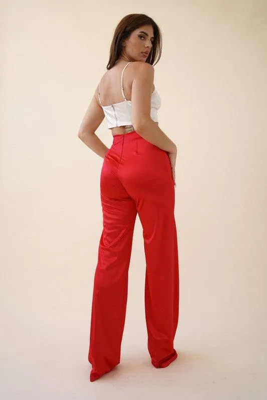 Desiree Satin Stretch High Waisted Pants