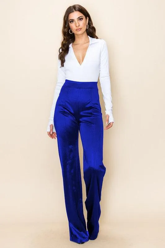 Desiree Satin Stretch High Waisted Pants