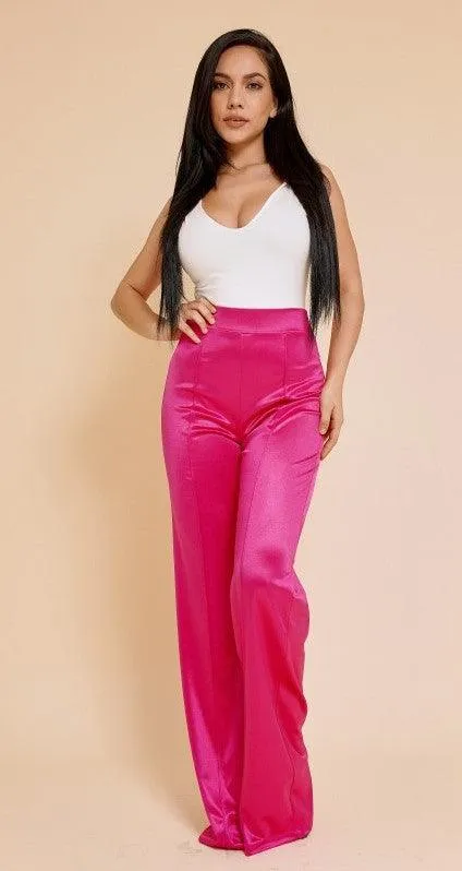 Desiree Satin Stretch High Waisted Pants