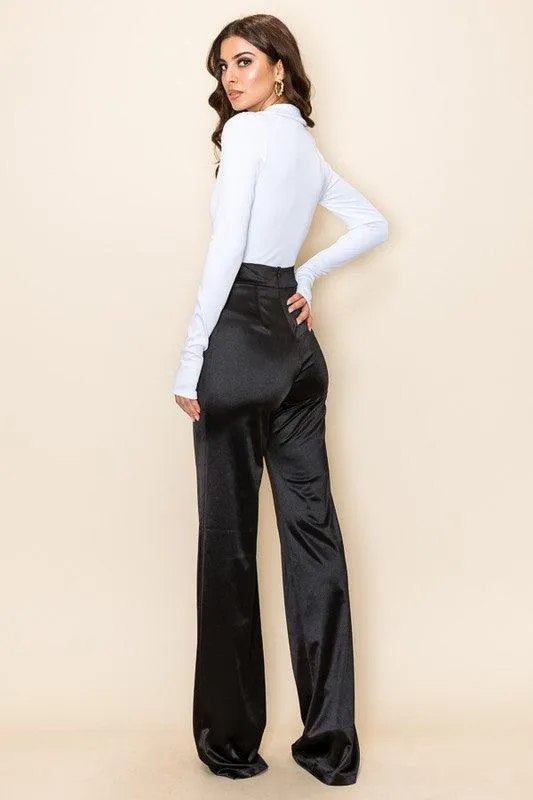 Desiree Satin Stretch High Waisted Pants