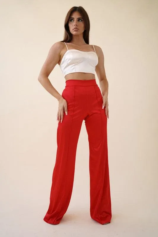 Desiree Satin Stretch High Waisted Pants