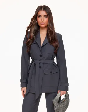 Donkergrijze Casual Wikkel - Blazer