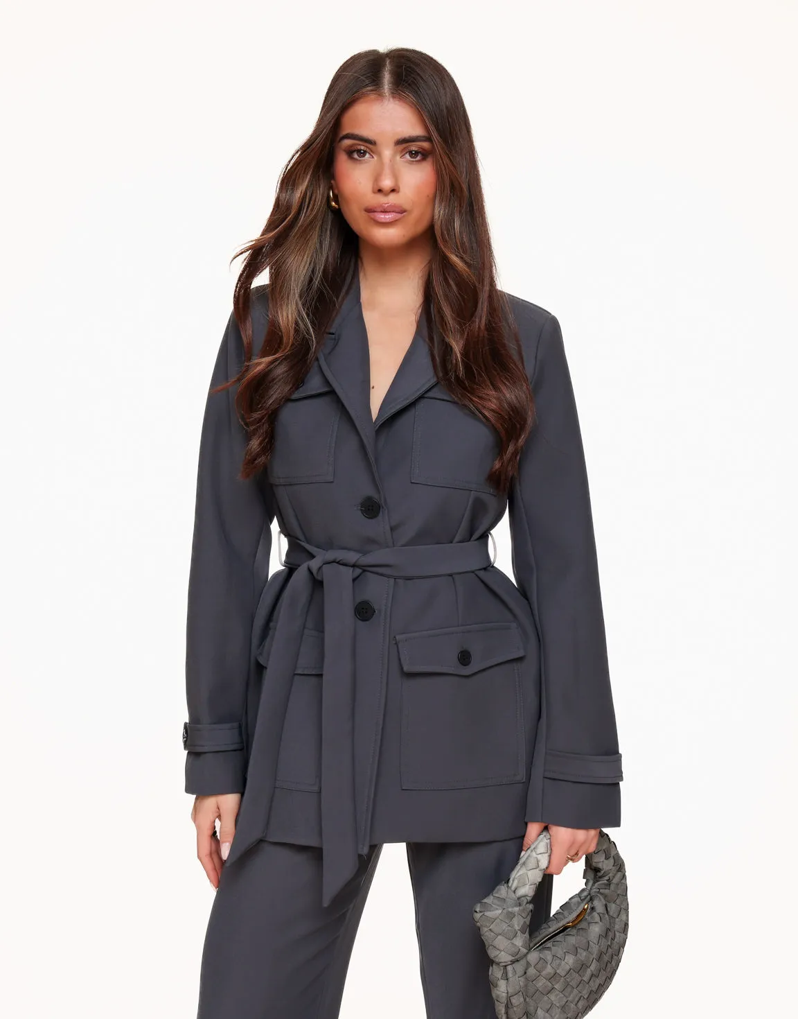 Donkergrijze Casual Wikkel - Blazer