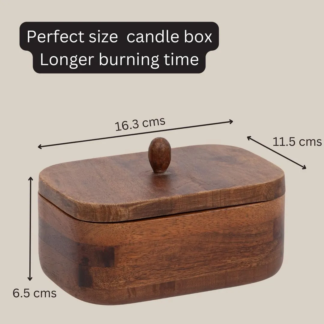 DREAMY WALLS Wood Dough Bowl Candles - 100% Natural Soy Wax - Odor Eliminating - Cinnamon & Spice Aroma - Ideal for Valentine's Day Decor - Scented Premium Candle Gifts for Men & Women