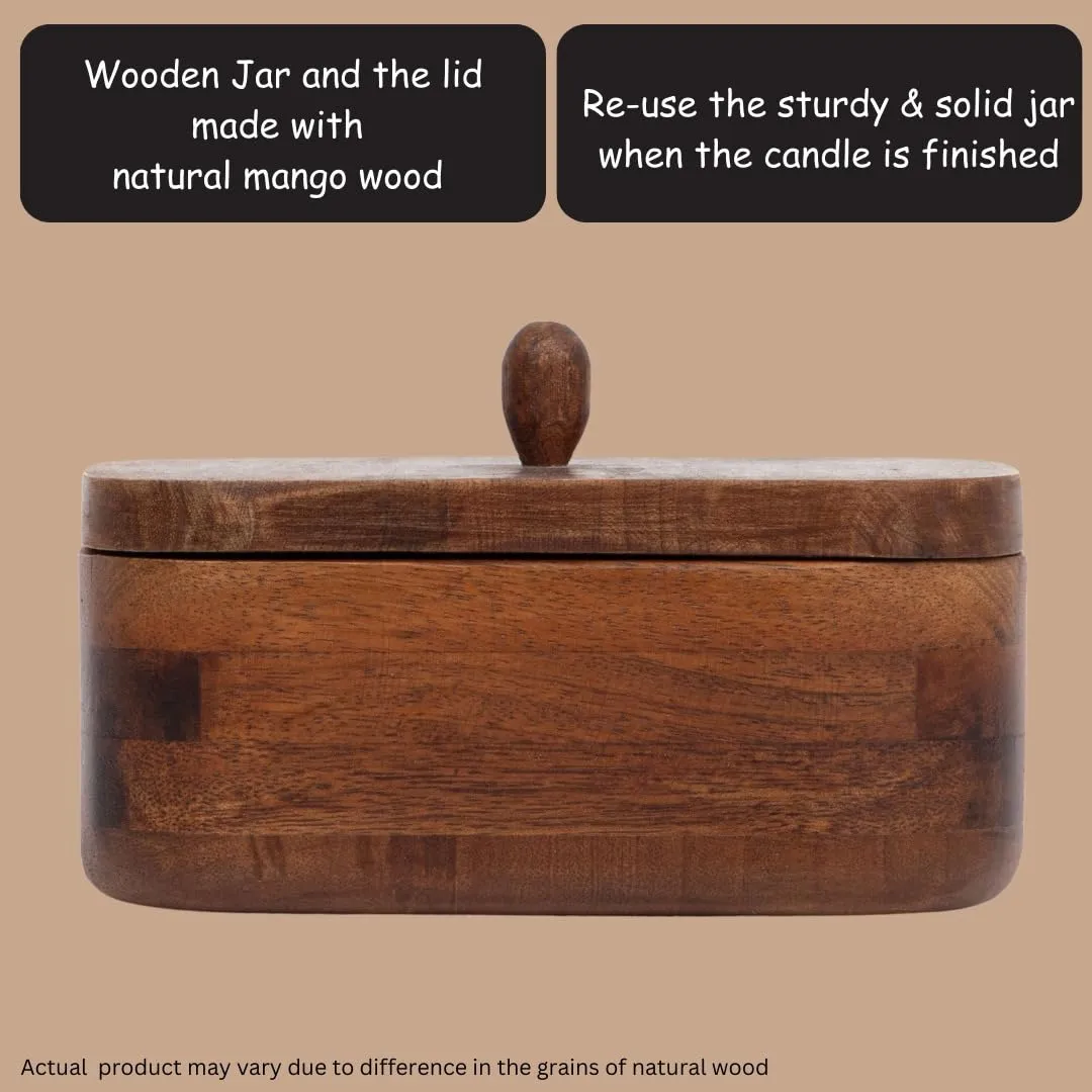 DREAMY WALLS Wood Dough Bowl Candles - 100% Natural Soy Wax - Odor Eliminating - Cinnamon & Spice Aroma - Ideal for Valentine's Day Decor - Scented Premium Candle Gifts for Men & Women