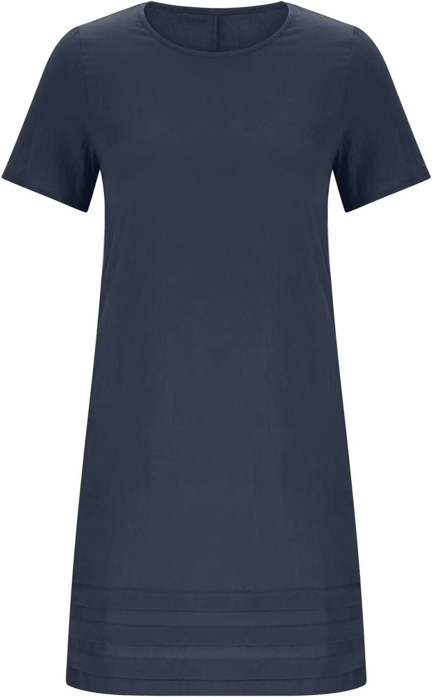 Dresses for Women 2025 Elegant Classy Midi Tshirt Dress Pleated Beach Vacation Crewneck Short Sleeve Sundress