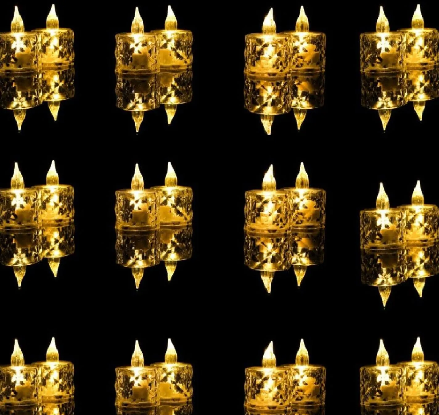 Ein Sof 24 Pcs Flameless and Smokeless Decorative Crystal Candles Transparent Acrylic Led Tea Light Candle for decoration (24 Pieces, Yellow, 5 cm)