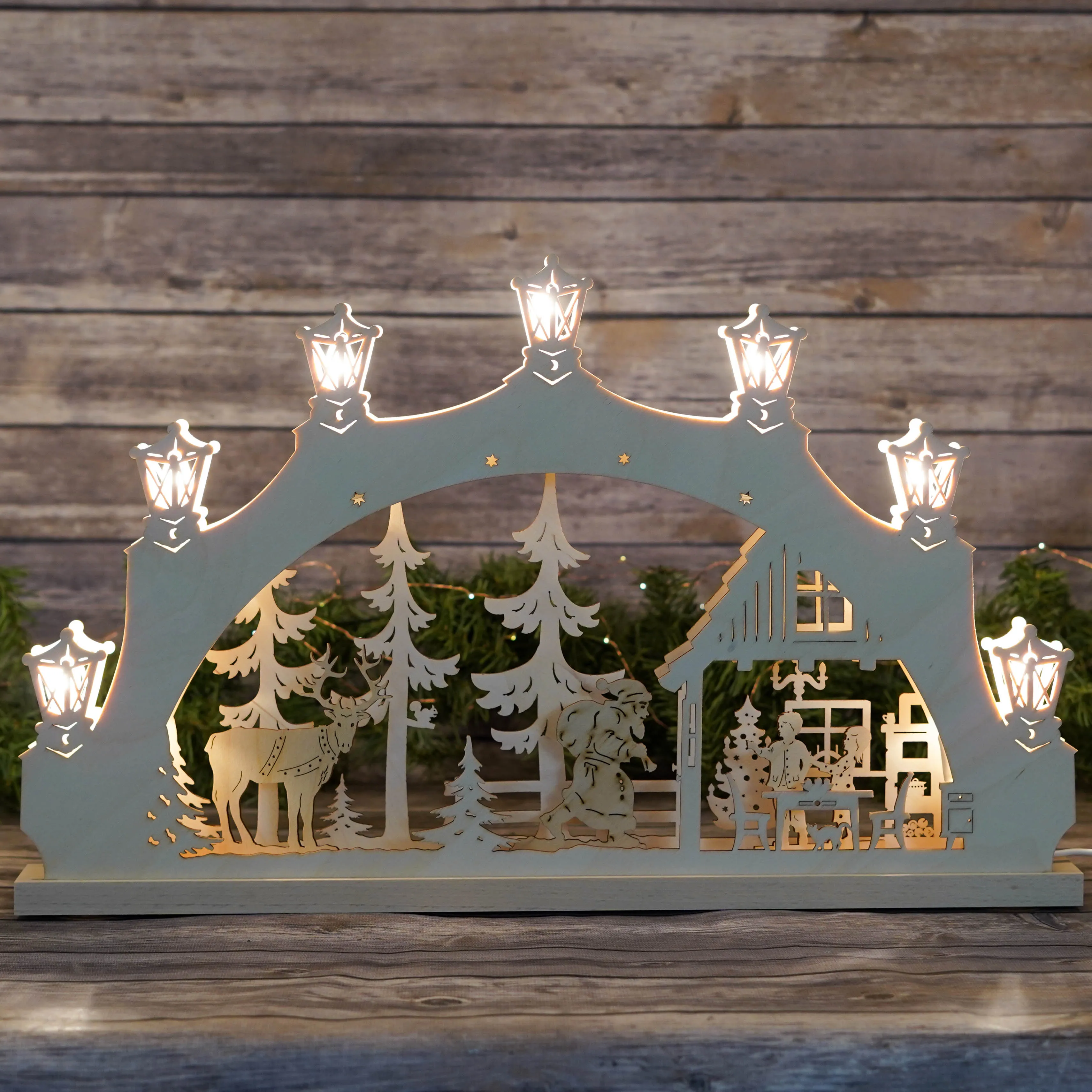 Electric Santa Delivering Gifts Schwibbogen