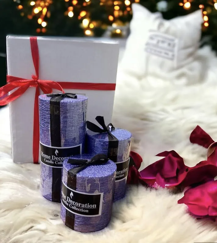 ELEGANTE HOMEZ Aroma Pillar Candles in Gift box Aroma Therapy Candles for Birthday Anniversary (Set of 3)