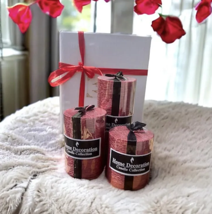 ELEGANTE HOMEZ Aroma Pillar Candles in Gift box Aroma Therapy Candles for Birthday Anniversary (Set of 3)