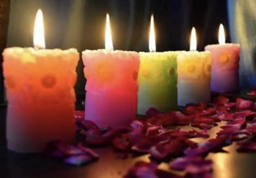ELEGANTE HOMEZ Flower Pillar Candle Aroma for Home Decoration Therapy Candles for Birthday Anniversary (Set of 5)