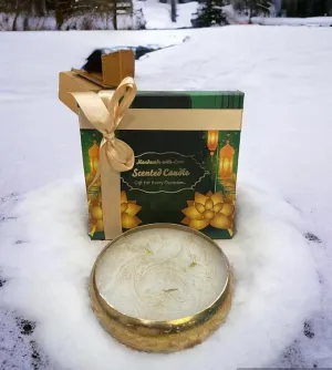 ELEGANTE HOMEZ Gift Box with Metal Urli Candle Decorated with Golden Ribbon Aroma Therapy Candles for Home (Size 6 inch)