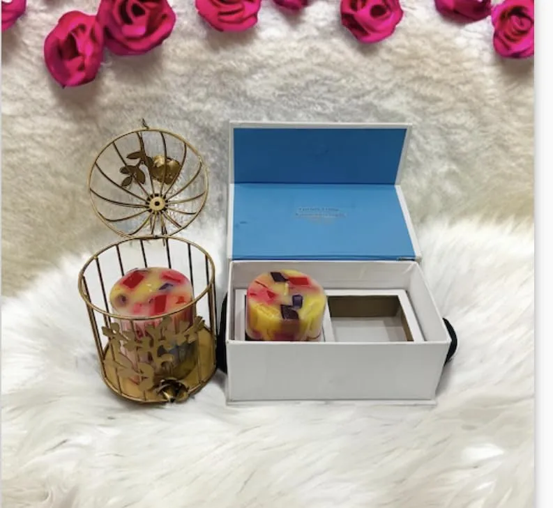 ELEGANTE HOMEZ Magnetic Gift Box of Chunk Pillar Candle with 7inch Metal Cage Aroma Therapy Candles for Birthday Anniversary (2 Pcs)